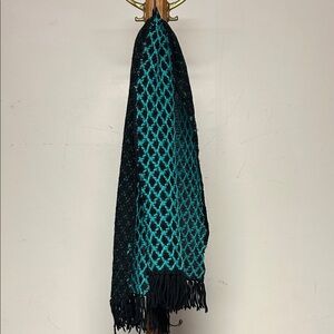 Black and Teal Patterned Scarf